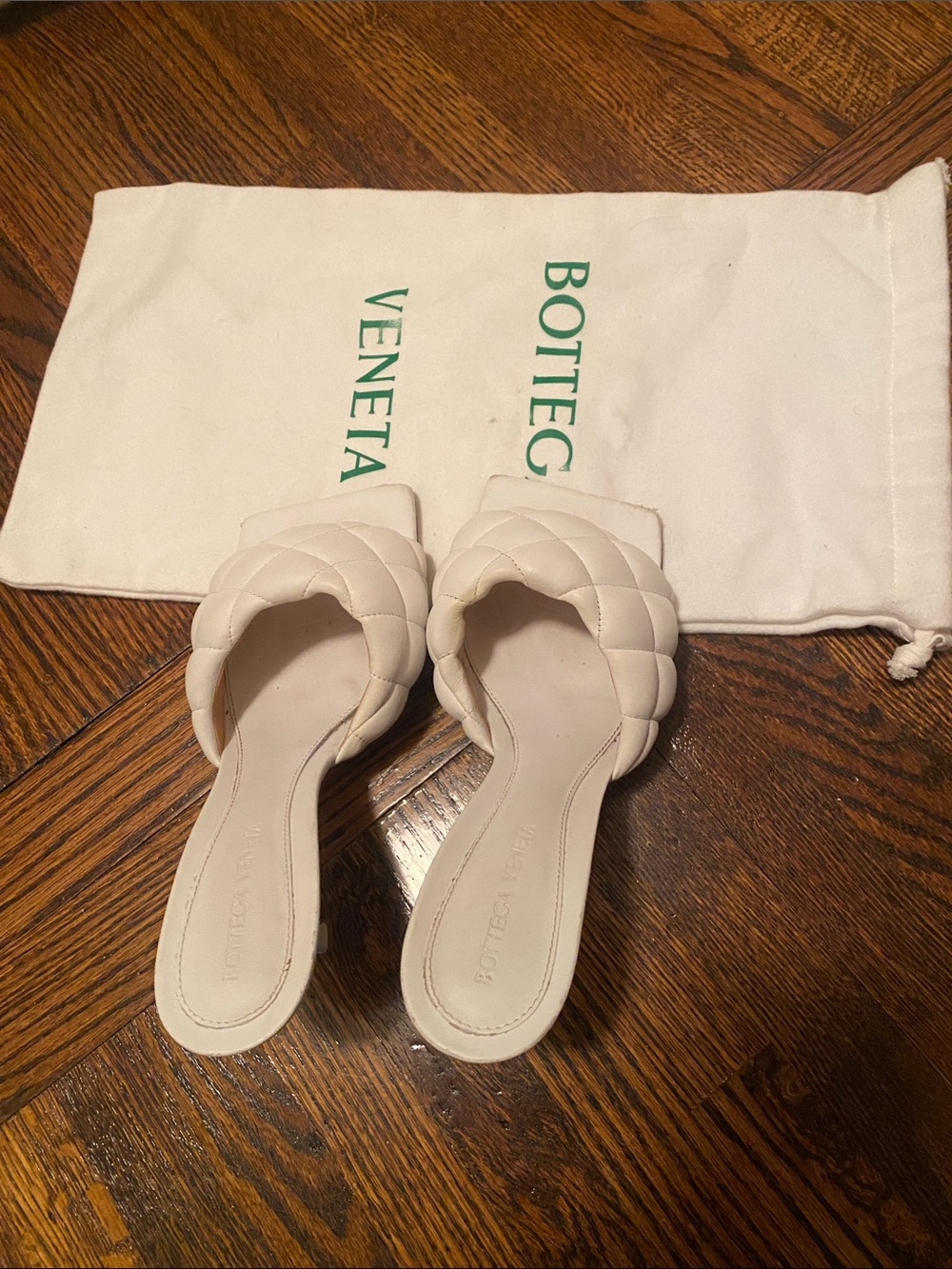 Bottega Veneta Cream Quilted Padded Slide Mules